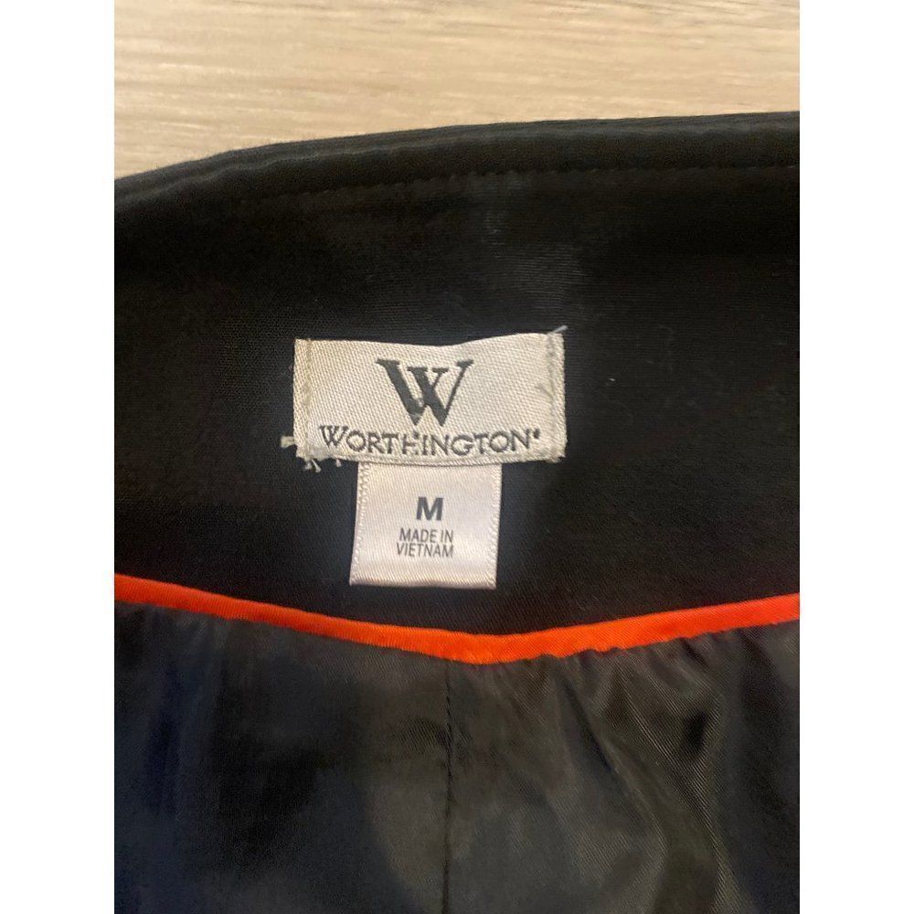Worthington womens black/orange button down career blazer w front pockets sz med - Picture 5 of 8